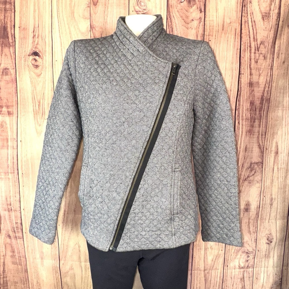 Cabi Women's Herringbone‎ Quilted Moto Jacket Black White #3025 Size Small